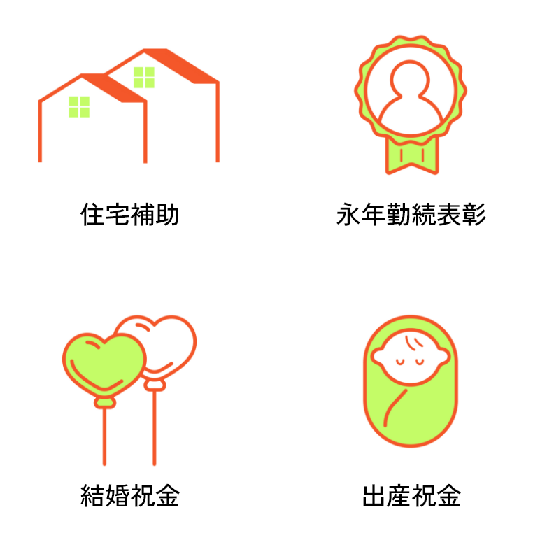 住宅補助/永年勤続表彰/結婚祝金/出産祝金