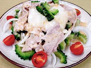 お餅とゴーヤーの冷しゃぶサラダ サトウ食品