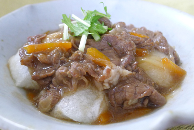 餅の牛肉ネギあんかけの画像